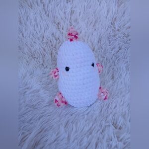 Crochet White & Pink Multicolor Chonky Dino Medium Plushie
